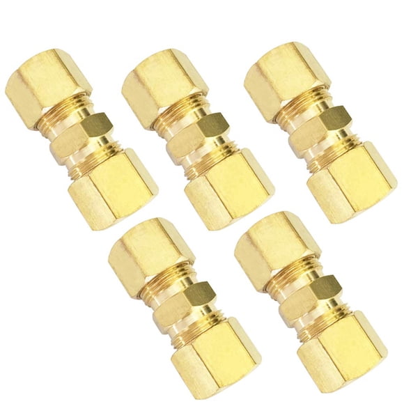 Raccord de Tube de Compression en Laiton, Union, 1/4 Pouces OD x 1/4 Pouces OD, 5 Pcs