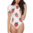 thumbnail image 1 of Fotbe Hand Drawn Strawberry Body de Mujer con Cuello Redondo y Mangas Cortas, Sin Mangas Ajustado, Suave, Cómodo y Básico-Small, 1 of 7