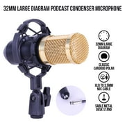 Podcast Microphone Kit with V8S Superior Live Sound Card Condenser Microphone BM-800 & Bluetooth DJ Mixer Metal Holder for Studio Recording Singing Broadcast