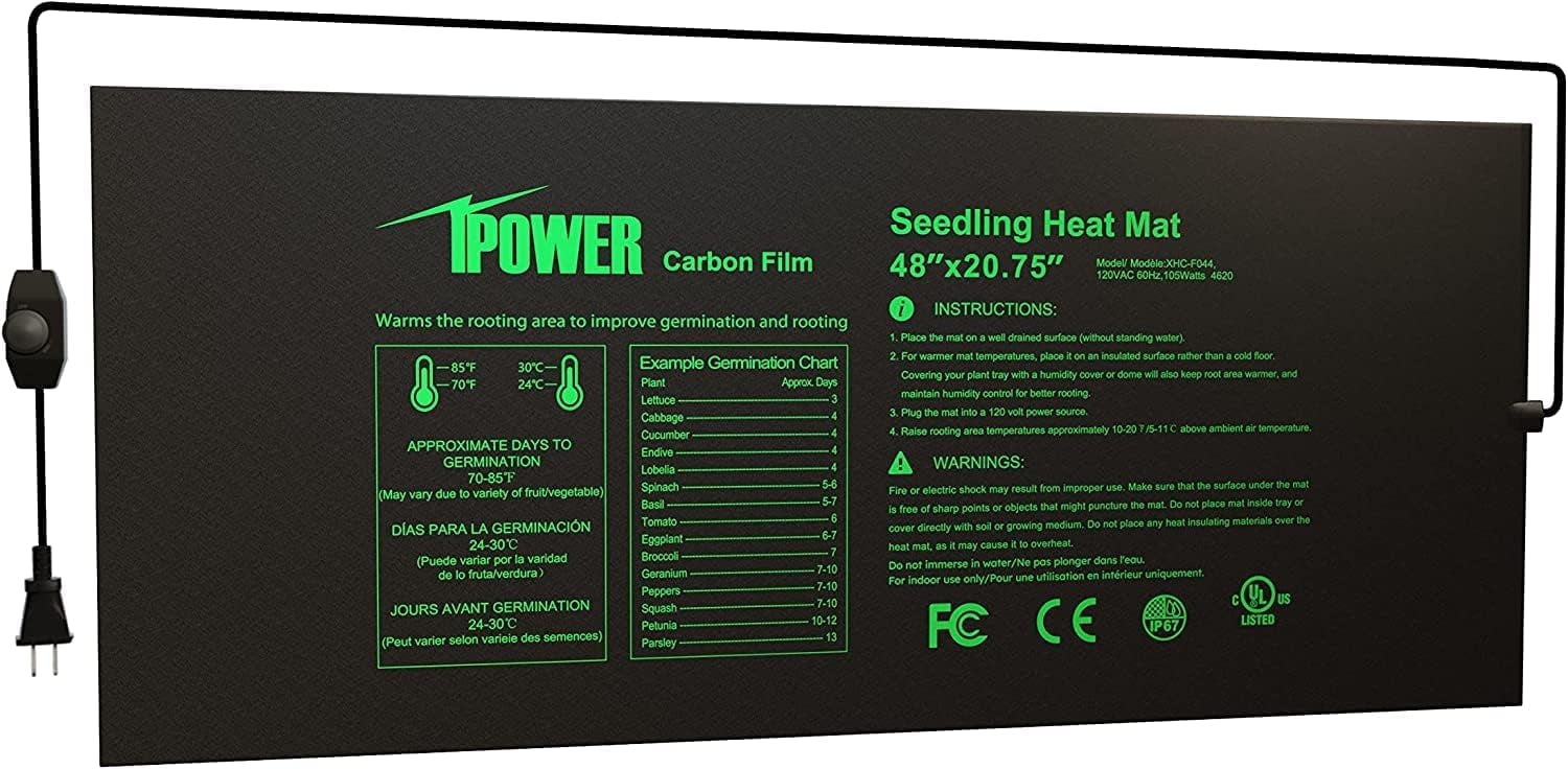 iPower Seeding Heat Mat with Thermostat Temperature Adjustable Knob