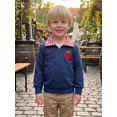 thumbnail image 3 of RUINIXCW Toddler Baby Boy Girl Back to School Outfit Spring Fall Winter Sweatshirt Infant Boy Girl Clothes Apple Half Zip Collar Long Sleeve Shirt Top, 3 of 10