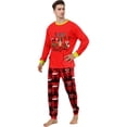 thumbnail image 2 of Matching Family Christmas Pajamas, Red Merry Christmas Print Long Sleeve Tops with Plaid Pants, Holiday Sleepwear for Women Men Family, 2 of 6