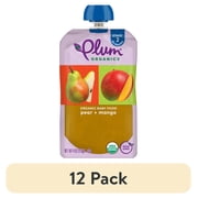 (12 pack) Plum Organics Stage 2 Organic Baby Food Pear and Mango 4oz Pouch