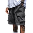 thumbnail image 2 of LEKWK Bermuda Shorts for Men Drawstring Lightweight Elastic Waist Cargo Shorts with Pockets Mid Rise Loose Fit Hiking Shorts Casual Lounge Beach Vacation Everyday Wear Gray XXXXXL, 2 of 5