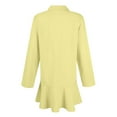 thumbnail image 3 of Mohiass Women's Tunic Mini Shirt Dress Cotton Long Sleeve Ruffle Hem Dress Button Up Shift Chambray Dresses Yellow M, 3 of 5