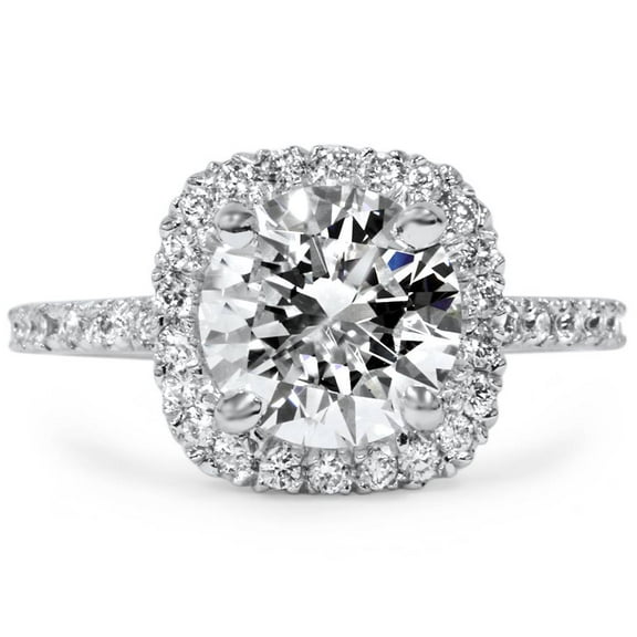 Pompeii 1 3/4 CT Halo Diamond Engagement Ring Round Cut 14K White Gold ((G-H),SI(1)-SI(2))
