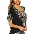 thumbnail image 6 of Women’s Emboridered Tops Short Sleeve Blouse Ethnic Style Floral Pattern Shirts Tunics Blouse, 6 of 6
