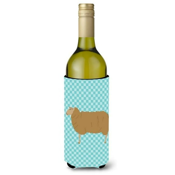 East Friesian Sheep Blue Check Wine Bottle Beverge Insulator Hugger