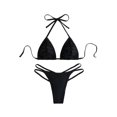 thumbnail image 2 of SAYOO - Conjunto de traje de baño de 2 piezas para mujer, sujetador de bikini acolchado sin espalda con cuello halter y tangas exóticas SAYOO Sexy, 2 of 8