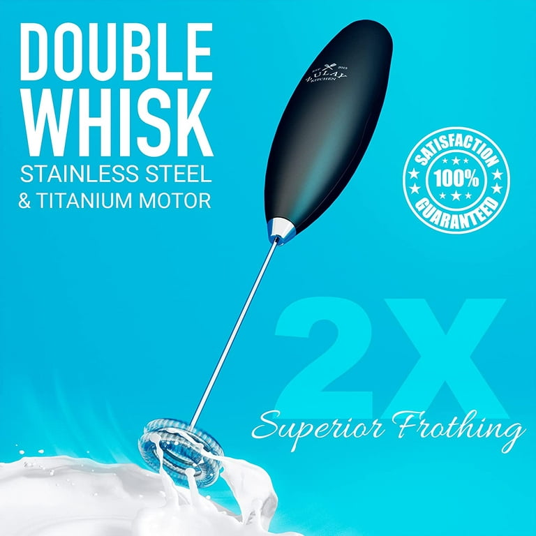 Zulay Kitchen Double Whisk Milk Frother Handheld Mixer - High Powered  Frother For Coffee - Teal 