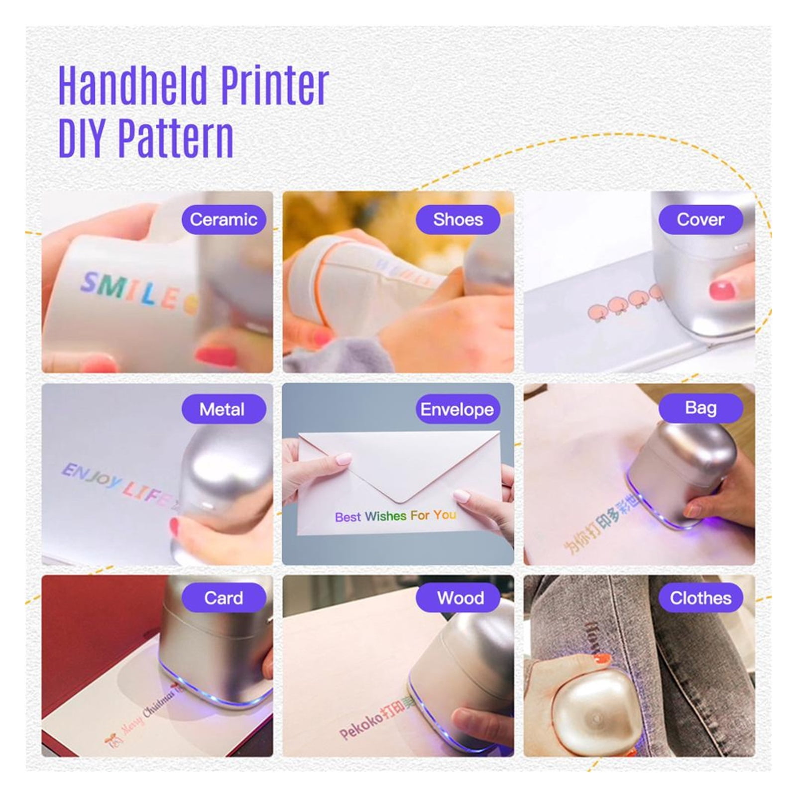 Portable Color Inkjet Printer Handheld Printer Support 1200dpi Wireless Connection Compatible Smartphone ,Easy to Use