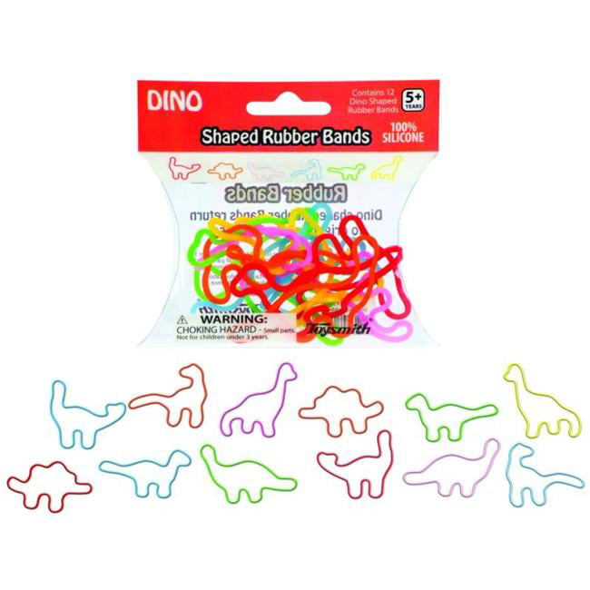DINOSAUR Shape Rubber Bands 12pc Pack NEW Bracelets Multi-Color GLOW IN THE DARK 