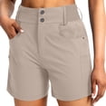 thumbnail image 2 of Axiiglly Athletic Shorts for Women Elastic Waist Button Workout Shorts with Pockets Summer Casual Ourdoor Solid Color Shorts S-3XL, 2 of 8
