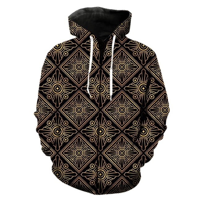 Sudadera con capucha y cremallera para hombre, con estampados geométricos abstractos, talla grande, estilo urbano, chaquetas con capucha, estilo Harajuku de primavera