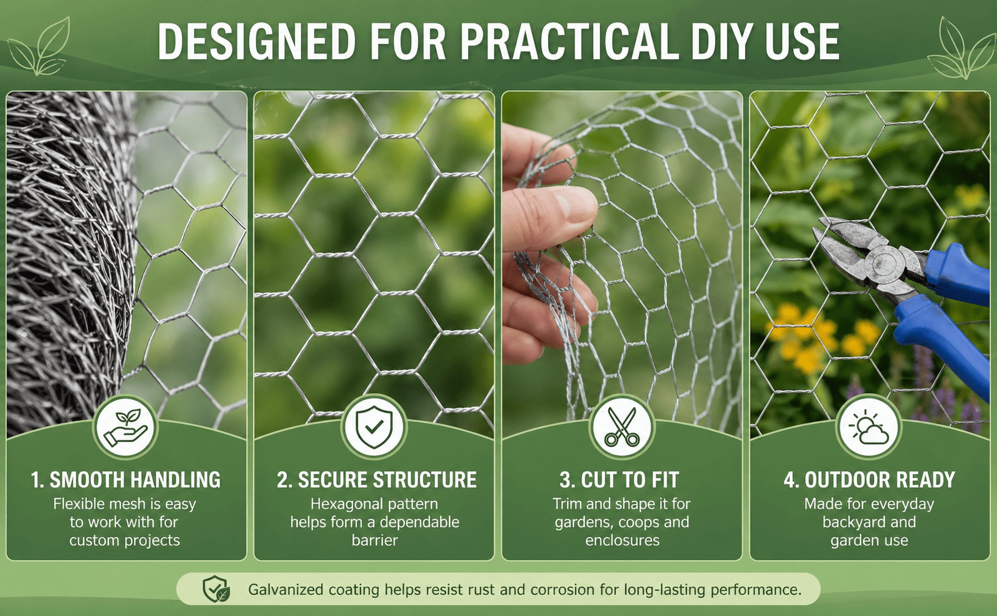 Chicken Wire 35IN X 99FT, Outdoor Anti-Rust Hexagonal Galvanized Chicken Wire Mesh Fencing to Protect Gardening Plants Vegetables Flowers Fruits From Dogs Rabbits Squirrels