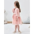 thumbnail image 4 of Lollipie Toddler Girl Tulle Pink Dress Puff Long Sleeves Tutu Dresses with Tie Belt for Princess Brithday Party 5-6 Years, 4 of 8