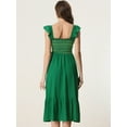 thumbnail image 3 of Vestido de verano Allegra K fruncido Cuello Cuadrado bohemio Sin Mangas volantes Midi Verde L, 3 of 5