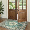 thumbnail image 3 of Floral Medallion Area Rug - 3x5 Distressed Entry Throw Rug Turkish Indoor Accent Rug Non-Slip Washable Low-Pile Carpet for Entrance Living Room Bedroom Dining Table, Sky/Baby Blue, 3 of 8