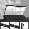 thumbnail image 6 of Fintie Shockproof Case for Samsung Galaxy Tab S8 Plus 2022/S7 FE 2021/S7 Plus 2020 12.4 inch Tablet, Hybrid Slim Cover Stand Transparent Back Shell, Auto Wake/Sleep, Black, 6 of 7