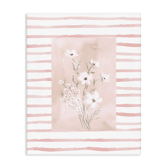 Stupell Industries Traditional White Cosmos on Pink Stripes Canvas Art, 16 x 20, by Lucille Price