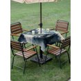 thumbnail image 4 of Outdoor Tablecloth with Umbrella Hole for Patio/Picnic/Party/Camping, Blue Black Foggy Forest Waterproof Table Cloth Square Cover Washable, Abstract Art Mountain (60"x 60"), 4 of 9