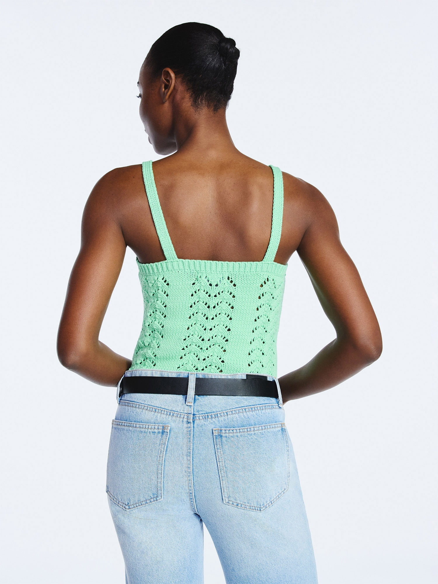 Scoop Women’s and Women's Plus Crochet Sweater Tank Top with Sweetheart Neck, Sizes XS-4X