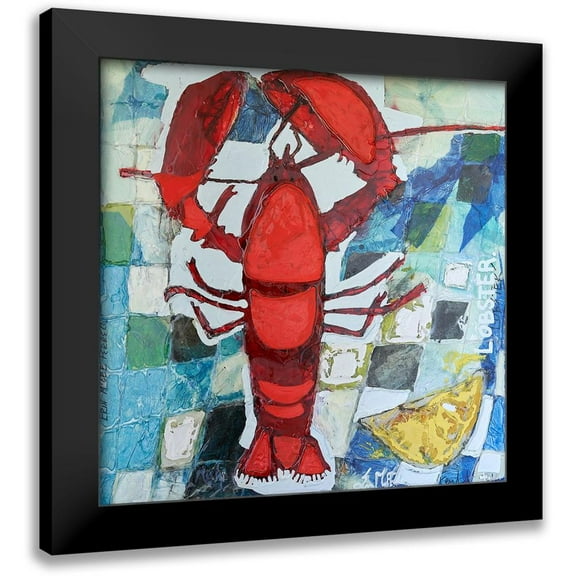 Ferrell, Erin McGee 12x12 Black Modern Framed Museum Art Print Titled - Brilliant Maine Lobster IV
