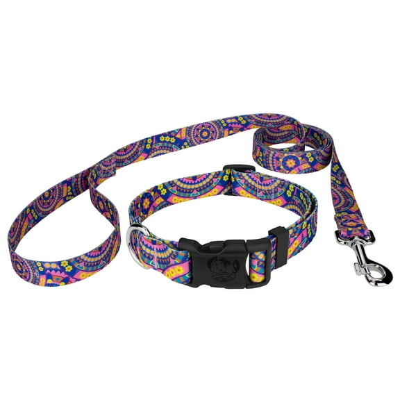 Country Brook Petz® Blue Boho Mandala Everyday Dog Collar and Leash, Extra Large
