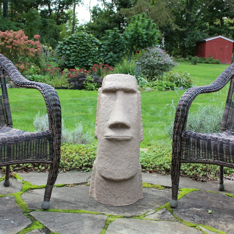 Harrod Outdoor Easter Island Moai Statue Planter – Stone Gray Concrete – 24 Inch Tall