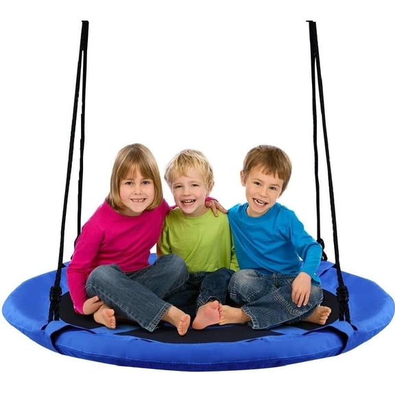 WYDK Tree Swing, 40 Inch Saucer Swing for Kids Outdoor, 700 lbs Weight Capacity Round Swing w/ 900D Waterproof Oxford Cloth, Adjustable Rope, Flying Swing for Backyard, Indoor & Outdoor Playground