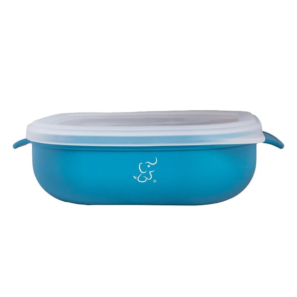 Plato Divisiones PAPU BABY Azul Indigo con Tapa de Silicón Grado Alimenticio y Base de Succión para
