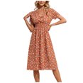 thumbnail image 2 of SMihono Robe d'Été pour Femmes Grande Taille Mode Femmes Robe d'Été Décontractée Imprimée Col en V Manches Courtes Robe Ample, 2 of 7