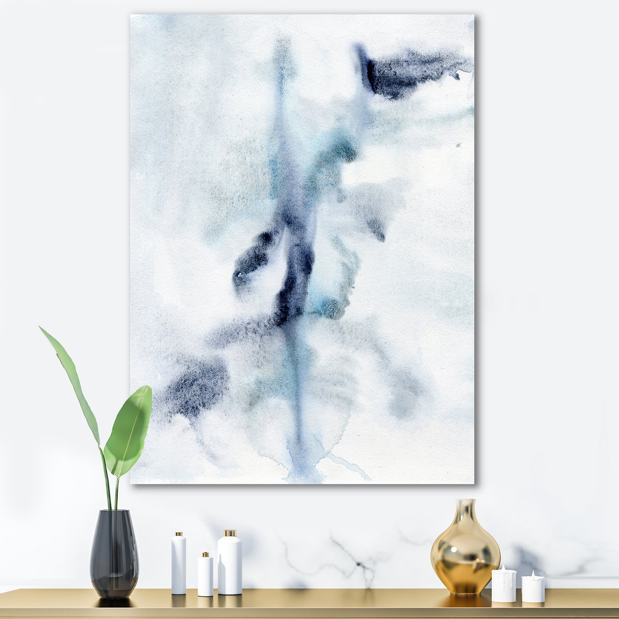 Designart ' Abstract Of Clouds Dark Blue Colored IV ' Modern Canvas Wall Art Print