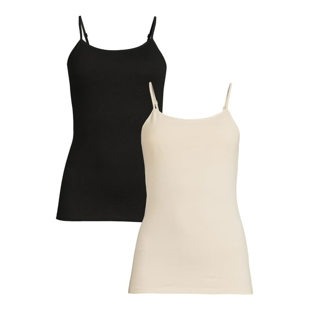 No Boundaries Juniors' Shelf Bra Cami with Adjustable Straps, 2Pack