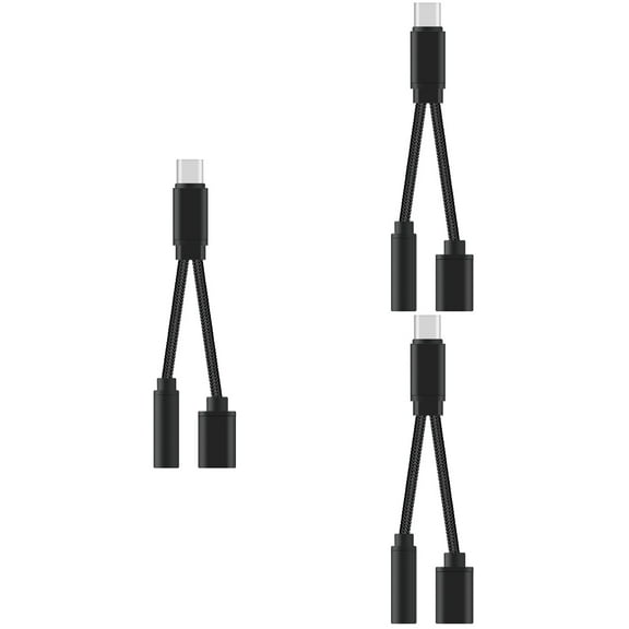 3 Count USB to USB C Cable Adapter USB C to Adapter Type C Cable Black