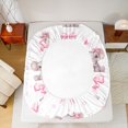 thumbnail image 4 of Manfei Zoo Animal Elephant Fitted Sheet Queen,Pink Coquette Bowknot Bedding,3 Pieces,1 Fitted Sheet and 2 Pillowcases, 4 of 6