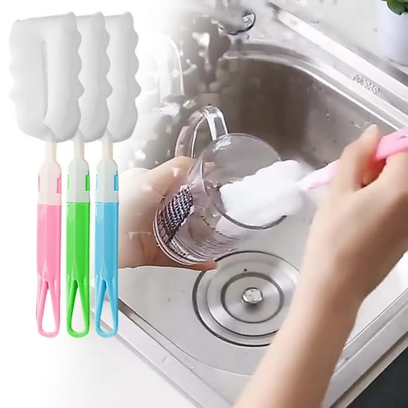 Cepillo de cocina pequeño, herramienta de limpieza con esponja, reemplaza cepillos de mango largo, diseño compacto, para lavavajillas, lavado eficiente, accesorio de limpieza del hogar