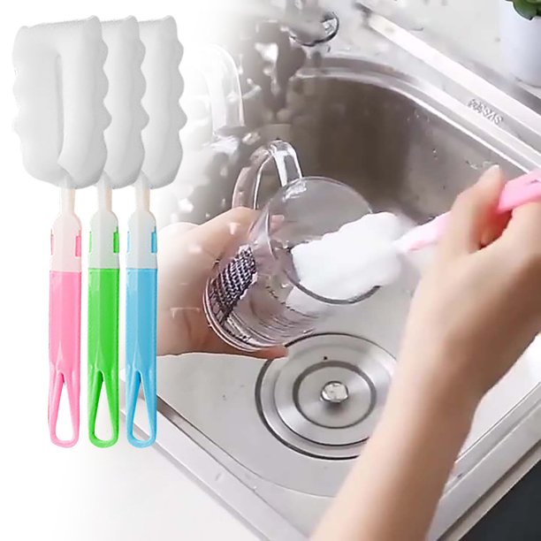 Cepillo Limpiador de Tazas de Cocina con Mango Largo | Estropajo de Lufa para Botellas, Vajilla y Tazas | Diseño de Almacenamiento Colgante para Un Secado Fácil y Ahorro de Espacio
