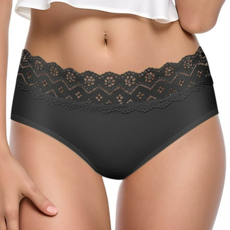 Plus Size Women Underwear  Women Solid Color Patchwork Briefs Panties Underwear Knickers Bikini Underpants Black XL