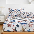 thumbnail image 6 of Full Size Fitted Sheet Set - Independence Day 3 Piece Bedding Sets 16" Deep Pocket Fitted Sheet with 2 Pillowcases Red Blue Stars USA Anniversary Brushed Microfiber Hotel Luxury Bed Sheets, 6 of 9