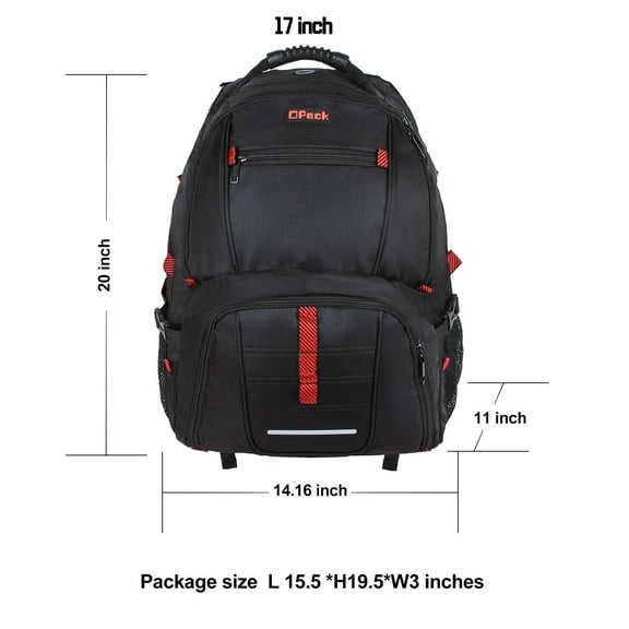 OP8017-WES Large Capacity Laptop Backpack with USB Charging Port and Headphone Hole, Black