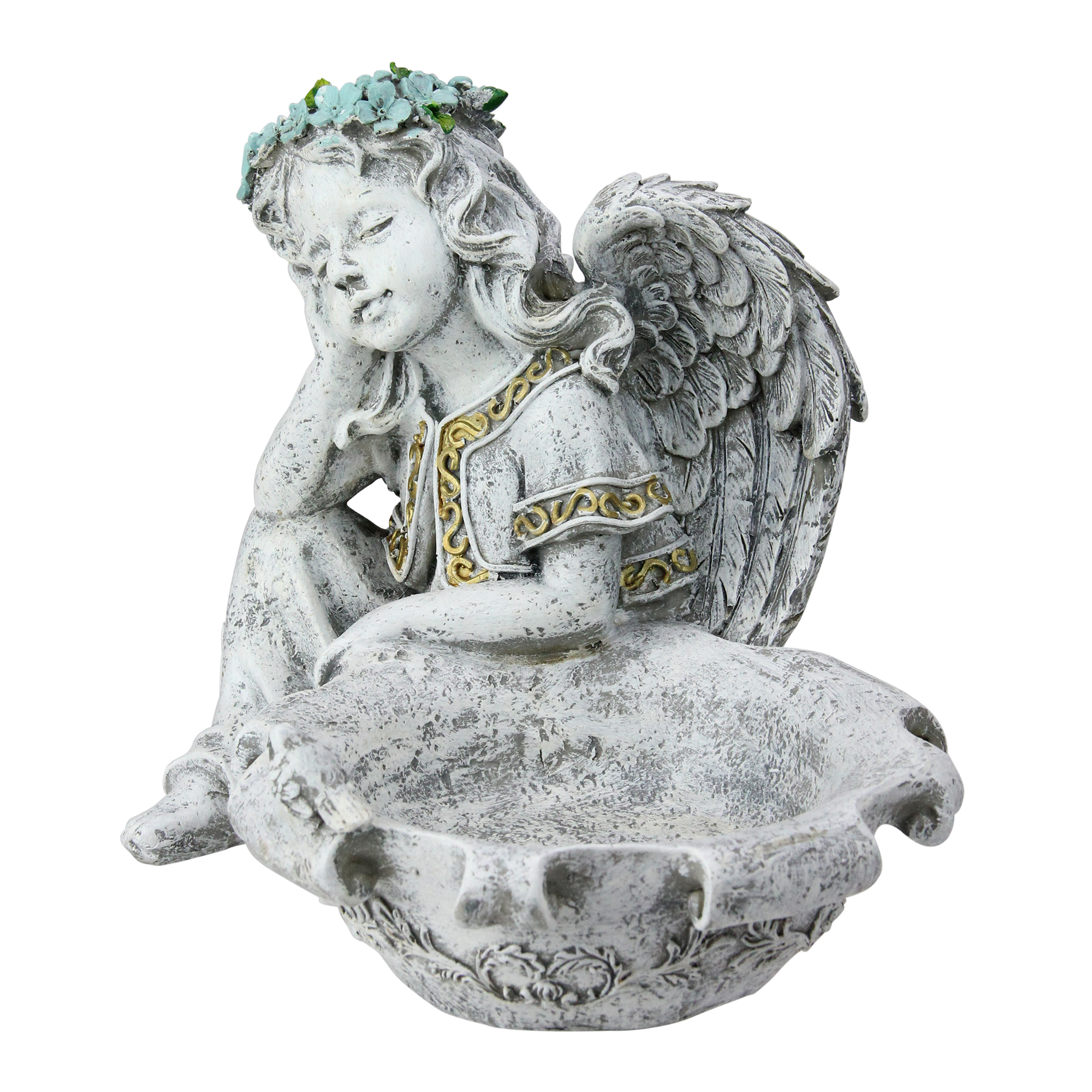 Northlight 10" Resting Angel Bird Feeder Outdoor Patio Garden Statue - Gray - image 3 of 3
