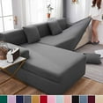 thumbnail image 2 of Solid Sofa Cover For Living Room Sofa Cover Elastic L -shaped Corner Sofa Cover Stretch Cover For Sofa, 2 of 5
