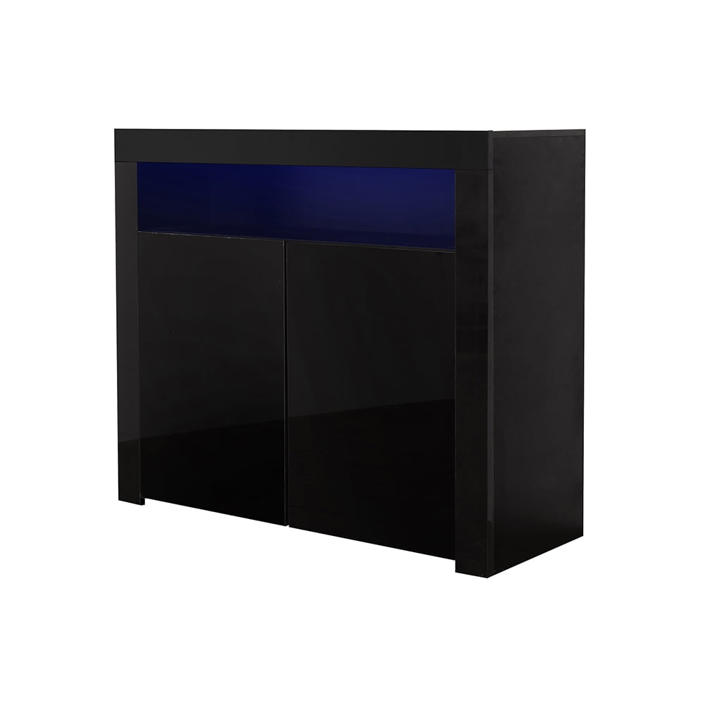 Kadyn Floor Storage Cabinet for Hallway, High Gloss Buffet Storage Cabinet with LED Light, Storage Sideboard Buffet Cabinet with 2 Doors, Black Kadyn Floor Storage Cabinet for Hallway, High Gloss Buffet Storage Cabinet with LED Light, Storage Sideboard Buffet Cabinet with 2 Doors, Black