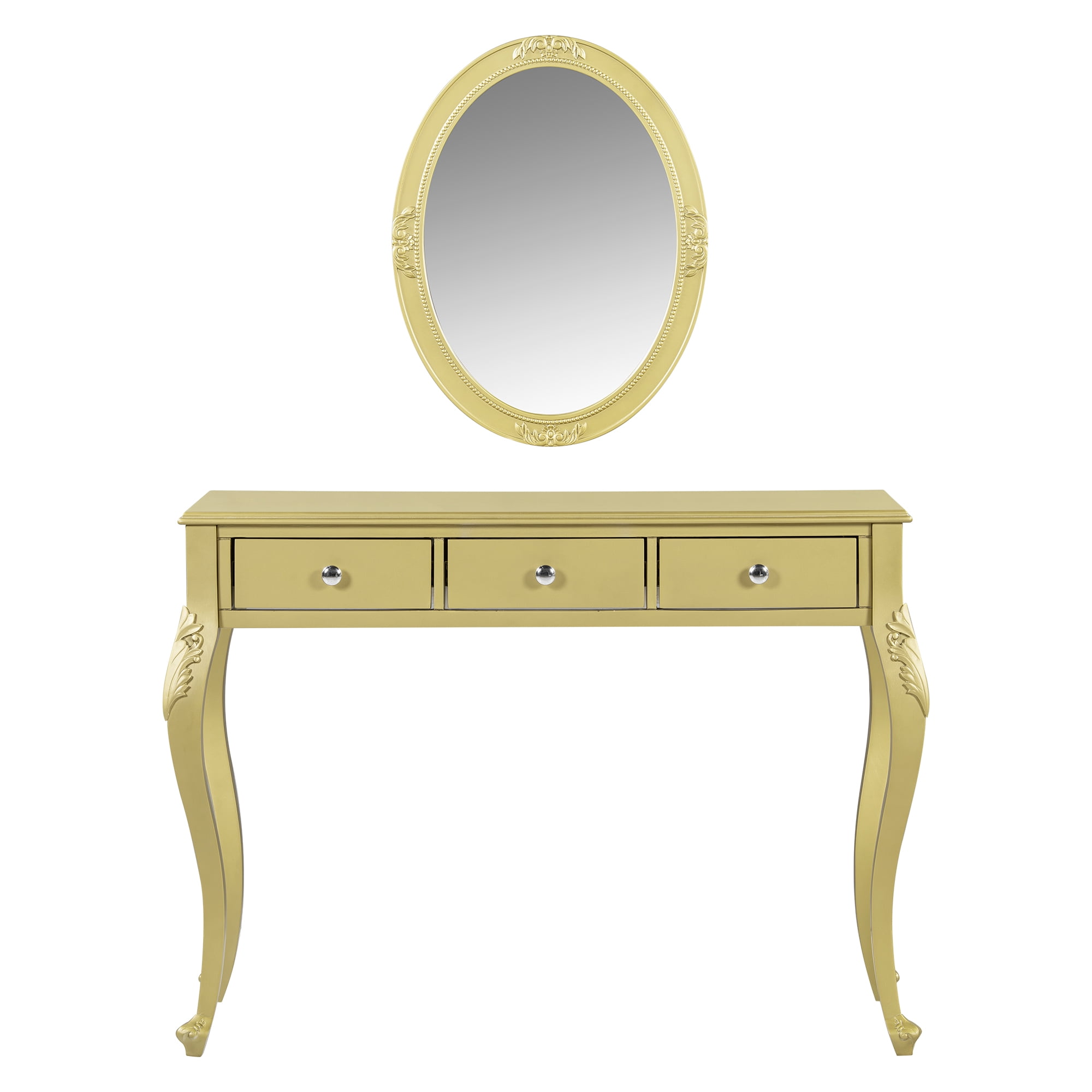 Euroco Vintage Vanity Desk– Elegant Makeup Table with Carved Details and Compact Design