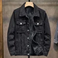 thumbnail image 2 of Chaquetas vaqueras para hombre, abrigo vaquero holgado, cálido y moderno, para hombre, ropa de abrigo acolchada tipo Joker, ropa de abrigo estética para invierno, talla L, a bordo, Y2k, desgastada, 2 of 5