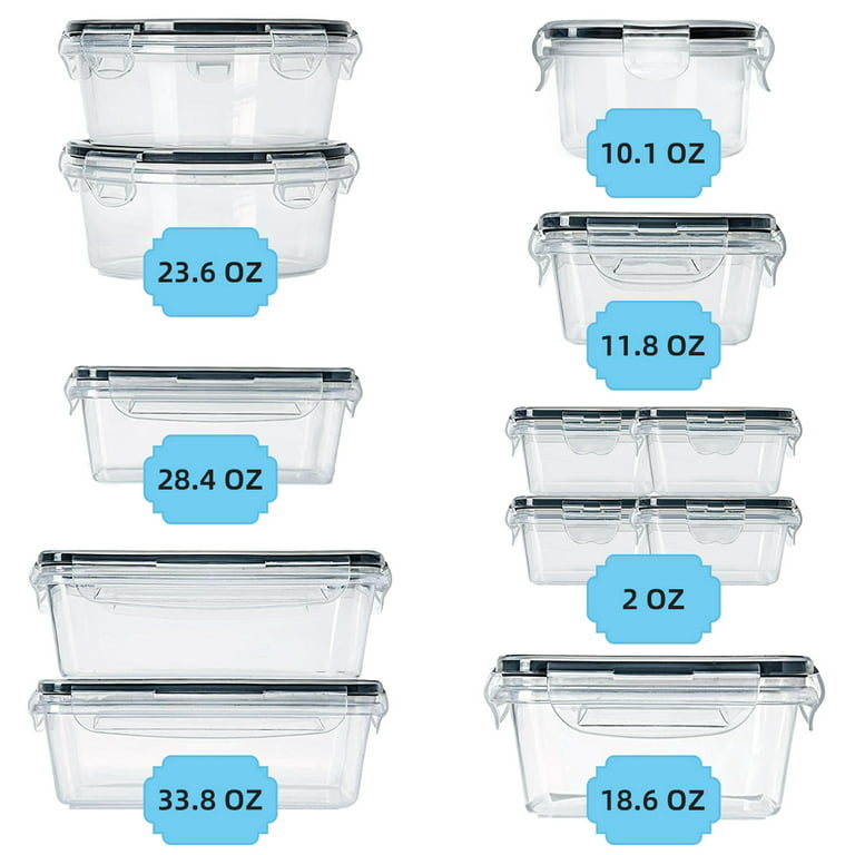 24 Pcs Food Storage Containers with Lids Airtight- Stackable Kitchen Bowls  Set Meal Prep Containers-BPA Free Leak Proof Plastic Lunch Boxes- Freezer