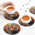 thumbnail image 7 of Pofeuu Colorful Plant Tiger Print Leather Coasters Set of 6, Round Cups Mugs Mat Pad for Home Kitchen Heat Resistant Drink Coasters,Round Shape, 7 of 7