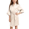 thumbnail image 2 of Frostluinai Kids Satin Robe Solid Color Tie Front Lightweight Open Front Bathrobe for Boys Girls Loungewear Sleepwear 3-12 Years, 2 of 8