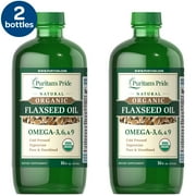 2 Pack - Puritan's Pride Organic Flaxseed Oil, Cold-Pressed, 16 Fluid Ounce, Pack of 1